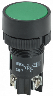 SB-7 d22mm 1NO+1NC (пуск) (зеленая) кнопка управления