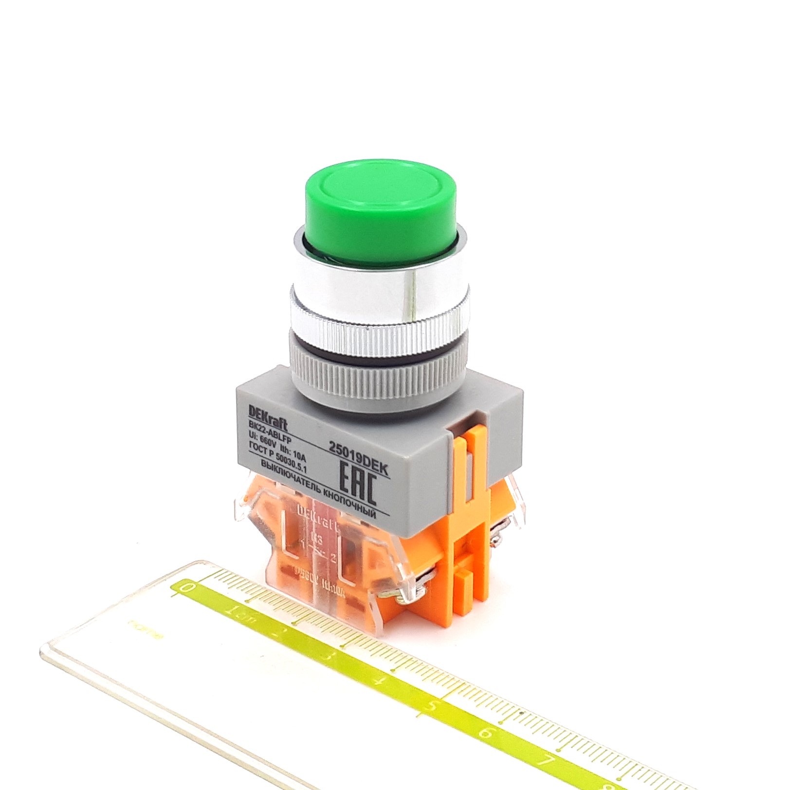 BK22-ABLF-GRN d22mm 1NO+1NC IP54 DEKraft (зеленая) кнопка управления