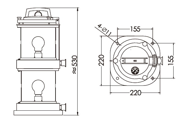 CXH4-10P 135° 2х65W P28s LZ фонарь сигнально-отличительный кормовой белый