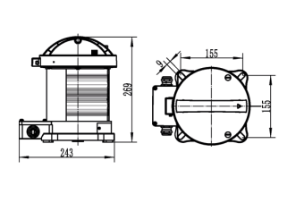 CXH6-1PL 360° 9W 100-240VAC LED IP66 РМРС LZ фонарь сигнально-отличительный круговой стационарный желтый
