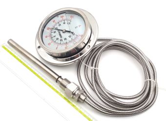 TDF100-50-8 -50-0-50°С Ø100mm G1/2R 150/12mm 8m Ф термометр манометрический виброустойчивый осевой
