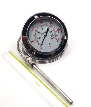 TDF100-650-G3 0-650°С Ø100mm G1/2R 150/10mm 3m Ф термометр манометрический виброустойчивый осевой